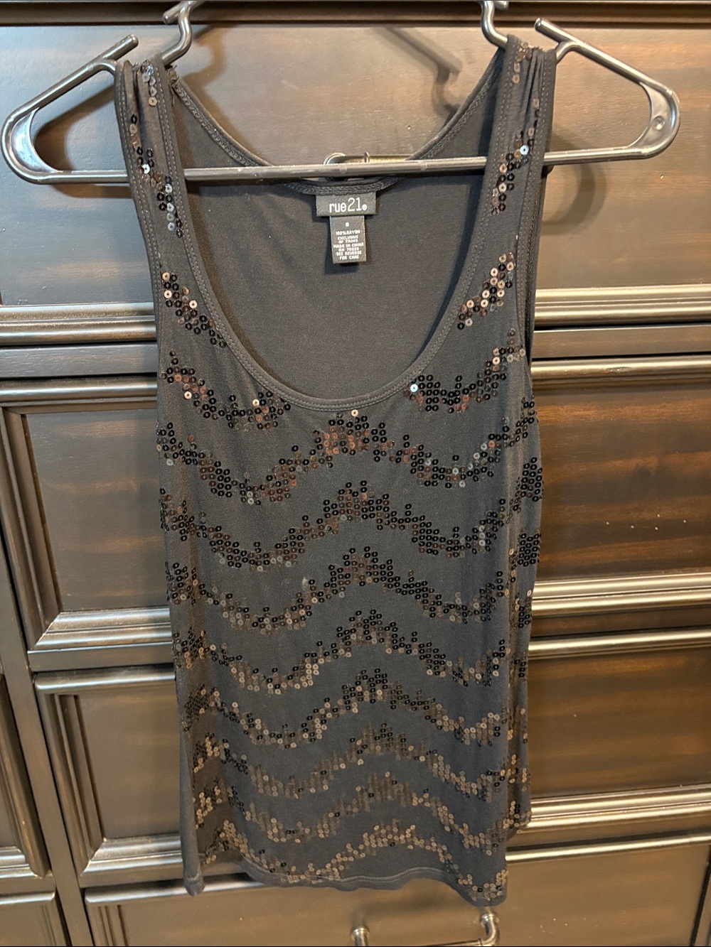 Rue21 Black Sequin Wave Tank